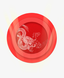 红色圆形龙抬头龙图案标志图标素材