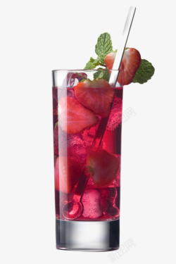 水草莓口感清新的新型健康草莓气泡水饮高清图片