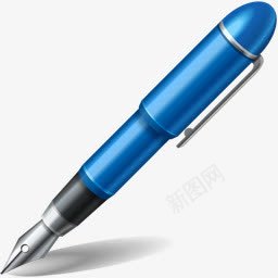 蓝色商务用品钢笔图标图标
