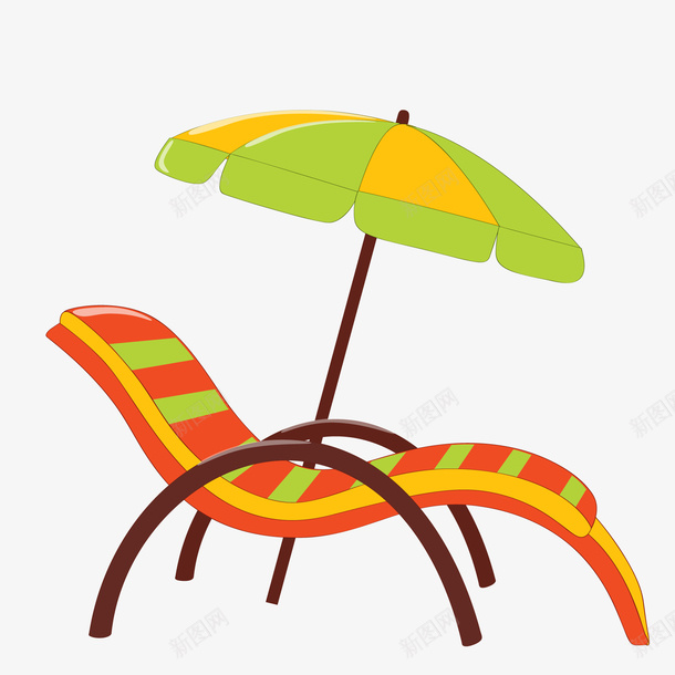 卡通沙滩度假的遮阳伞png免抠素材_新图网 https://ixintu.com 出游 卡通 度假 彩色 旅行 沙滩 海边 躺椅