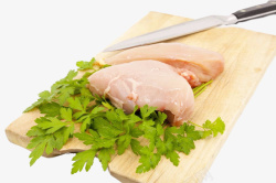 切鸡胸肉实物切好的鸡胸肉案板调味料高清图片