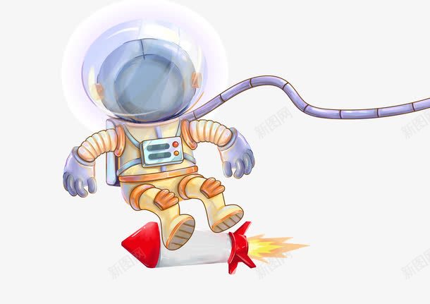 卡通太空飞人png免抠素材_新图网 https://ixintu.com 个性飞行人 卡通太空人 太空人 手绘火箭