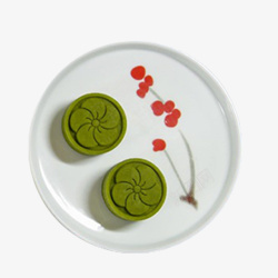 传统绿豆饼圆型樱花绿豆酥高清图片
