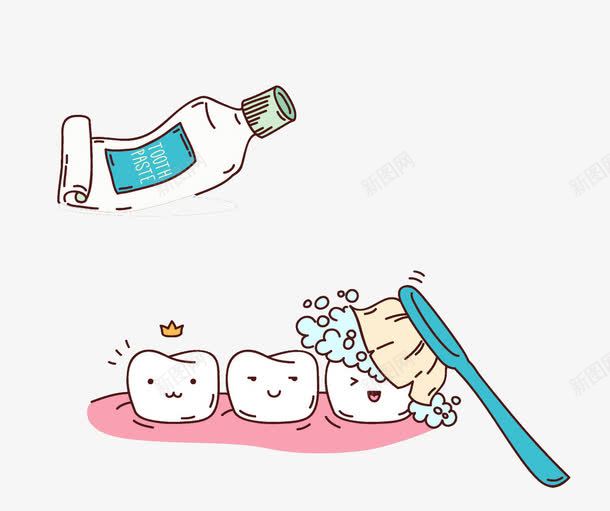 卡通刷牙png免抠素材_新图网 https://ixintu.com 刷牙 卡通 卡通图片 牙刷 牙膏 牙膏图案