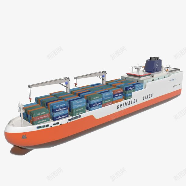 橘白色大型海运船png免抠素材_新图网 https://ixintu.com 大型海运船 橘白色大型海运船 海上运送 海运船 船只 货物 运送货物