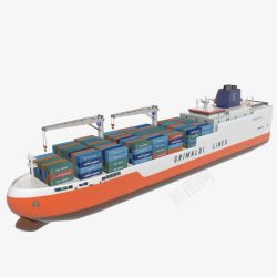 海上运送橘白色大型海运船高清图片