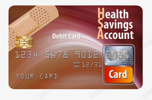 红色HSA医疗储蓄账户贷记卡png免抠素材_新图网 https://ixintu.com card credit 付款 信用 信用卡 信贷 健康 光晕 光线 我的账户 止血贴 贷记卡 银行 非现金