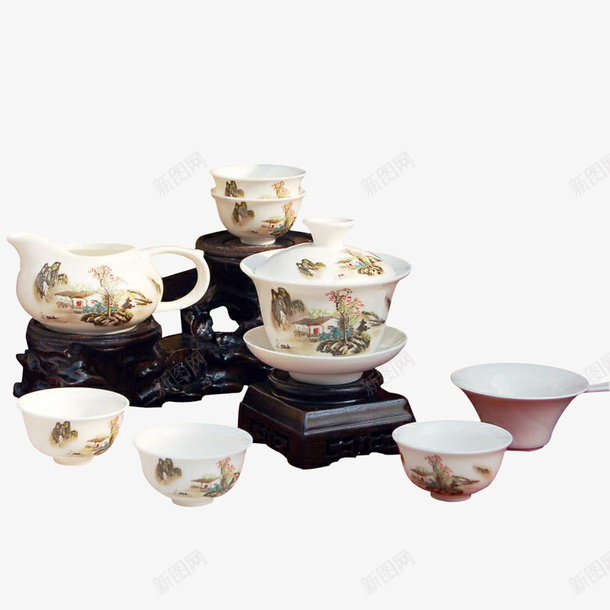 一套茶具png免抠素材_新图网 https://ixintu.com 瓷器 茶具 茶壶 茶座 茶杯