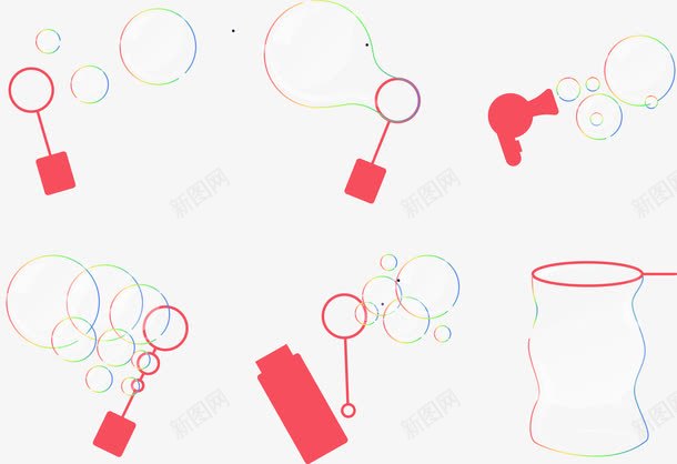 吹泡泡工具png免抠素材_新图网 https://ixintu.com 儿童玩具 合集 吹泡泡 嬉戏 红色 透明