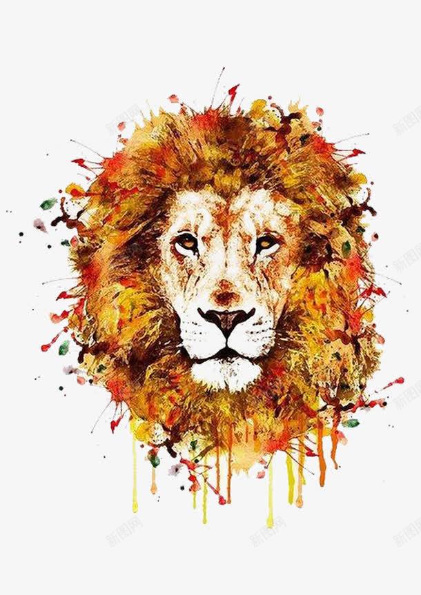 抽象狮子png免抠素材_新图网 https://ixintu.com 写实 创意 威武 手绘狮子 抽象画 泼墨 现代抽象画 装饰 雄狮