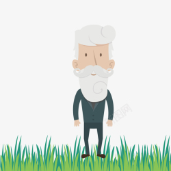 农民工人卡通手绘白发白胡子老头人物高清图片