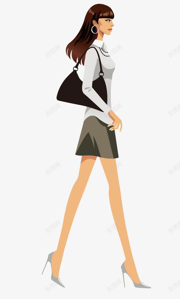 背包的女人png免抠素材_新图网 https://ixintu.com 上班族 上班族海报 人物走路分解动作 女人 女人背后 女子 工作 背包的女人 走路的女人 逛街