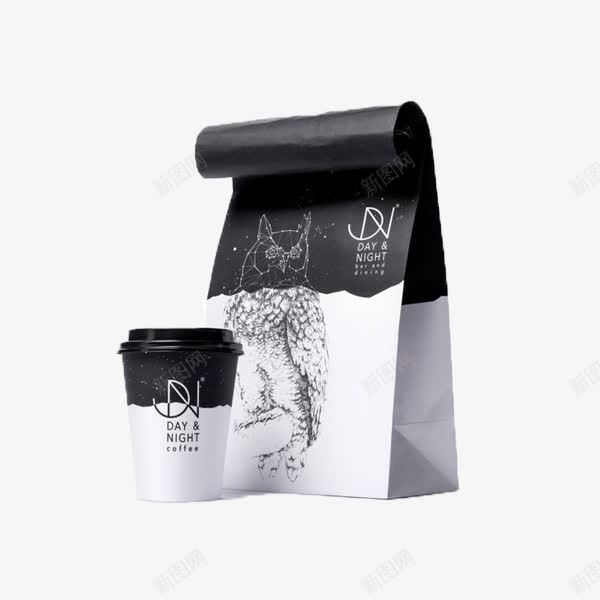 咖啡食物包装袋png免抠素材_新图网 https://ixintu.com 便捷 效果 绘画 黑白