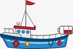 矢量木船河边插图蓝色船只图高清图片