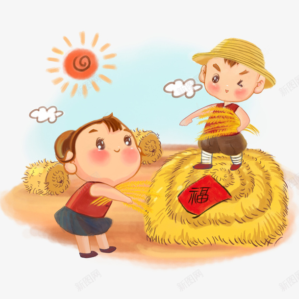 收麦子的小朋友png免抠素材_新图网 https://ixintu.com 儿童 小孩 福字 粮食 辛苦 麦子 麦穗收割