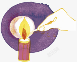 火柴蜡烛用手将蜡烛点亮高清图片