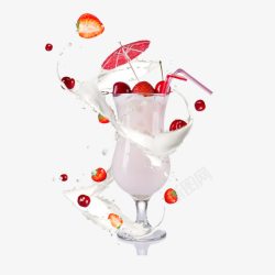樱桃饮料果汁冷饮杯高清图片