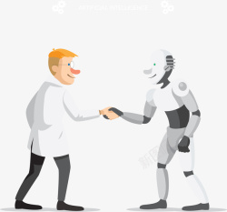 人类发明人类机器人握手合作高清图片