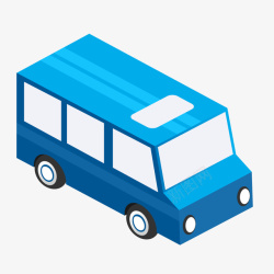 蓝色公交卡通蓝色客运车高清图片