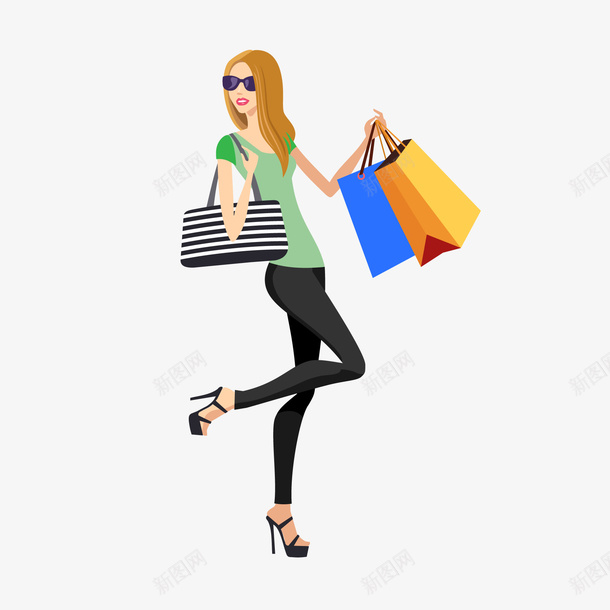 卡通商场买买买的人物png免抠素材_新图网 https://ixintu.com 买买买 人物设计 促销 商场 女性人物 购物