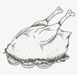 素描的烤鸭黑白素描卡通烤鸭插画高清图片