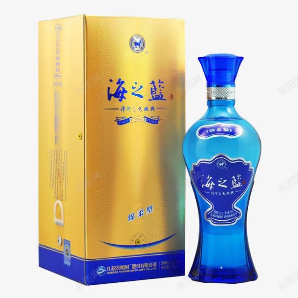 海之蓝白酒png免抠素材_新图网 https://ixintu.com 产品实物 孔雀蓝 海之蓝 清香型白酒 白酒 酒