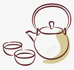 手绘中国风茶壶茶杯手绘的谷雨茶茶壶高清图片