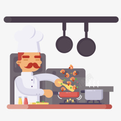 长胡须的厨师扁平卡通厨师矢量图高清图片