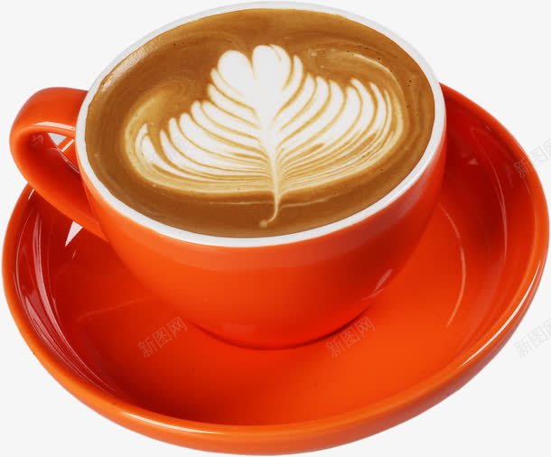 拉花咖啡png免抠素材_新图网 https://ixintu.com 产品实物 提神 热冲咖啡 热饮 红色杯咖啡