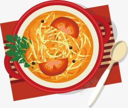 红色汤碗番茄米线高清图片