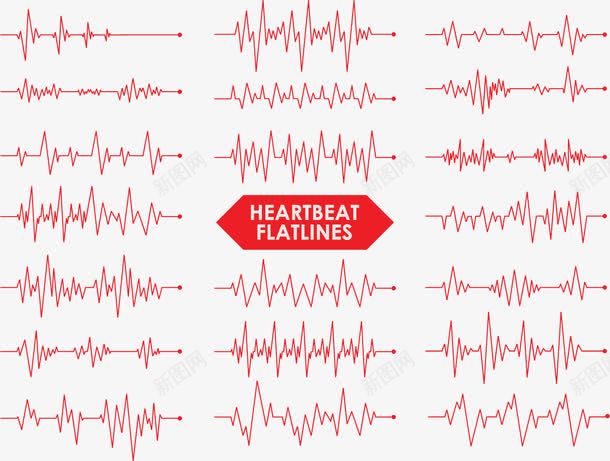 红色心电图矢量图ai免抠素材_新图网 https://ixintu.com 心电 心电图 波形 矢量素材 红色 矢量图