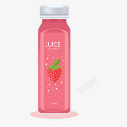 果汁瓶子草莓果汁瓶装矢量图高清图片