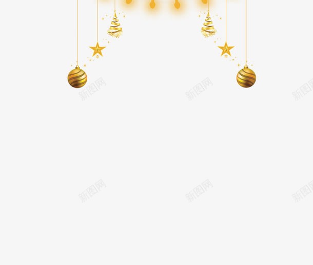 圣诞节金色彩球装饰png免抠素材_新图网 https://ixintu.com 五角星 叠加素材 圣诞 彩球 金色