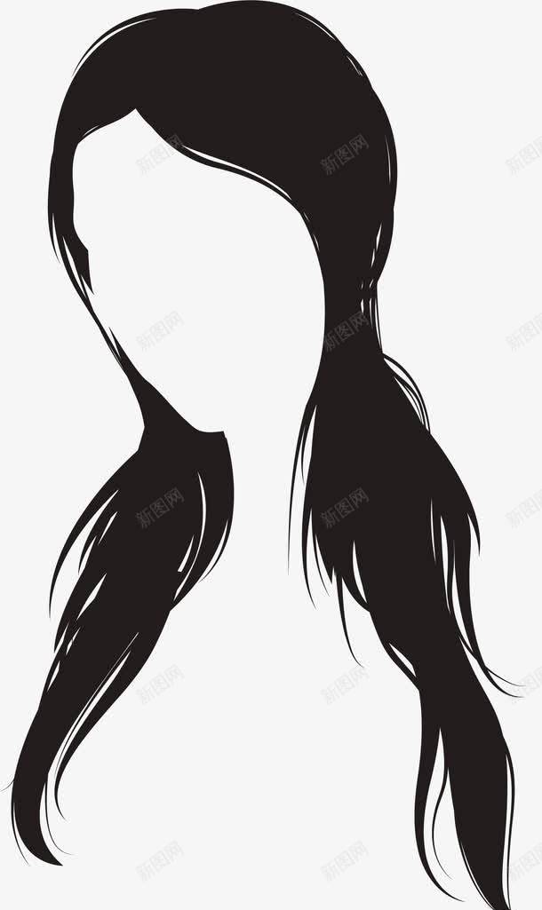 时尚女性发型png免抠素材_新图网 https://ixintu.com 头发 头发丝 女性发型 常用头发丝 长发 黑色长发