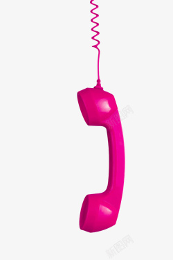 紫色电话线吊着的话筒塑胶制品实素材