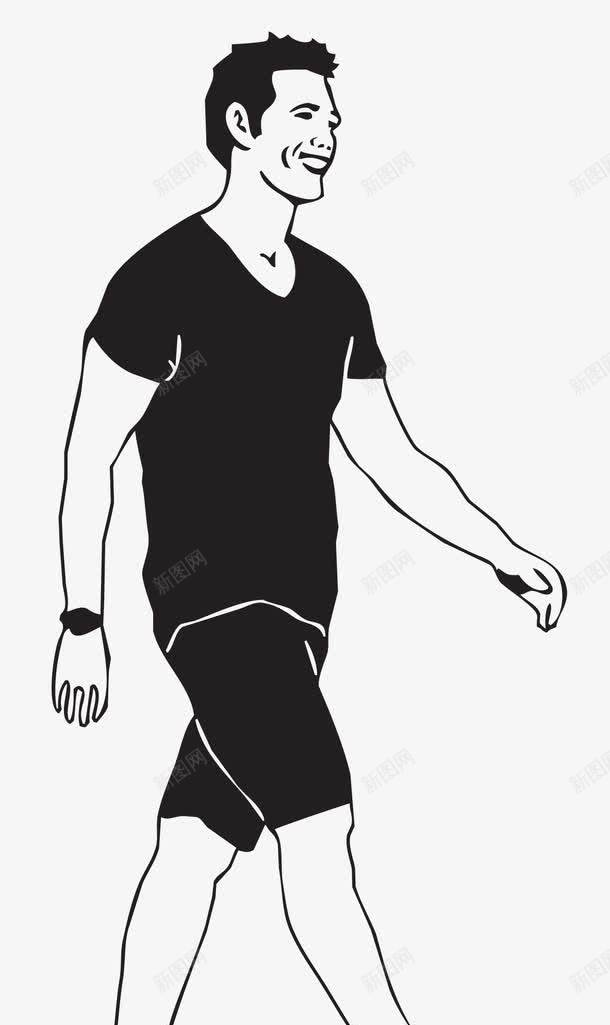 走路的男人png免抠素材_新图网 https://ixintu.com 一个 卡通 手绘 男人 白色 短发 踱步 锻炼 黑色