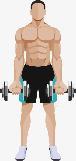 卡通锻炼的肌肉男人图矢量图素材