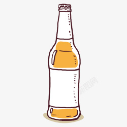 啤酒瓶线条手绘线条酒瓶装饰高清图片