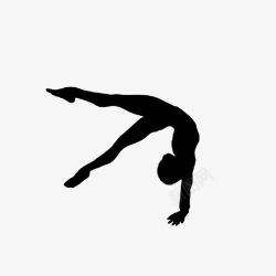 体操女子倒立表演的女子剪影高清图片