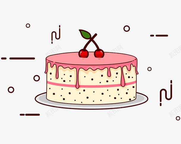蛋糕手绘甜点png免抠素材_新图网 https://ixintu.com 小樱桃 手绘 甜点 蛋糕