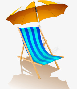 紫白条纹雨伞蓝色条纹沙滩躺椅高清图片