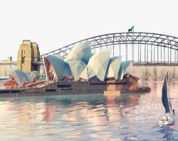 澳洲地标悉尼歌剧院三角喷帖画高清图片