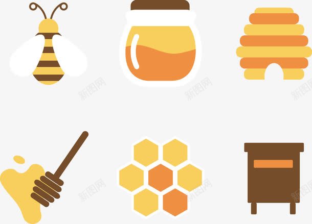 扁平化蜂蜜和蜜糖png免抠素材_新图网 https://ixintu.com 蜂巢 蜂蜜 蜜糖罐 蜜蜂