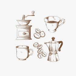 咖啡器具精致素描咖啡杯咖啡器具高清图片
