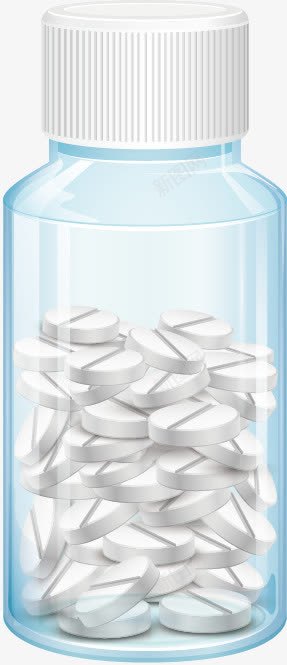 玻璃瓶里的药品png免抠素材_新图网 https://ixintu.com 医疗医药 玻璃瓶 白色药片 药瓶