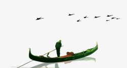 大雁商业素材中国风划船的人高清图片