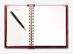 钢笔与纸摊开的笔记本高清图片