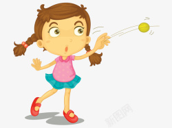 惊讶的女孩扔球的小女孩高清图片
