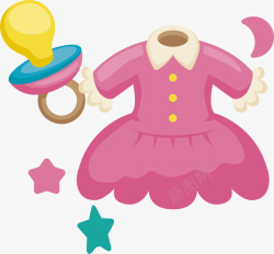 粉红色奶嘴奶嘴连衣裙卡通可爱婴儿用品矢量图高清图片