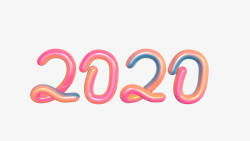 英文3D字母2020彩色3D字气球字高清图片